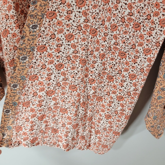 SIM & SAM pink shabby chic woven floral open front flowy kimono topper - Picture 5 of 11